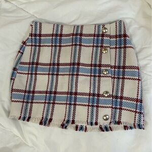 Tweed Plaid Mini Skirt